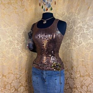 ✨Vintage Y2K Chocolate Brown Sequins Tank Top✨